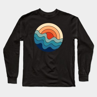 Retro 80s Art Sunrise Over The Ocean Waves Long Sleeve T-Shirt